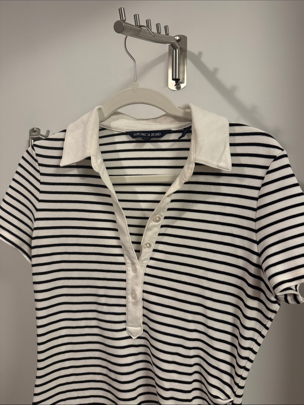 Veronica Beard Black and White Striped Polo Mini Dress - Picture 9 of 9